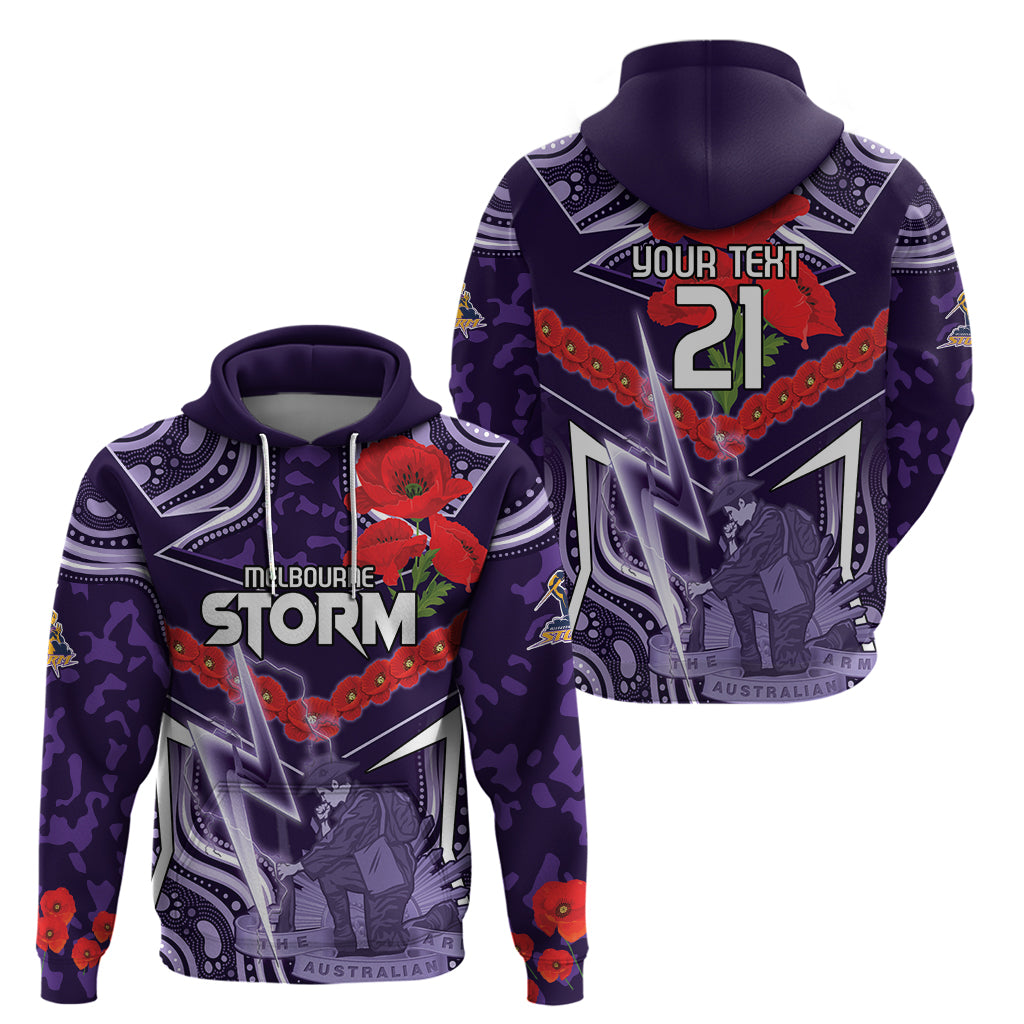 Custom Storm Rugby ANZAC Hoodie Melbourne Gallipoli Soldier With Aboriginal Art