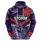 Custom Storm Rugby ANZAC Hoodie Melbourne Gallipoli Soldier With Aboriginal Art