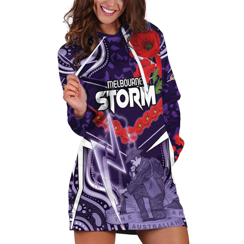 Custom Storm Rugby ANZAC Hoodie Dress Melbourne Gallipoli Soldier With Aboriginal Art