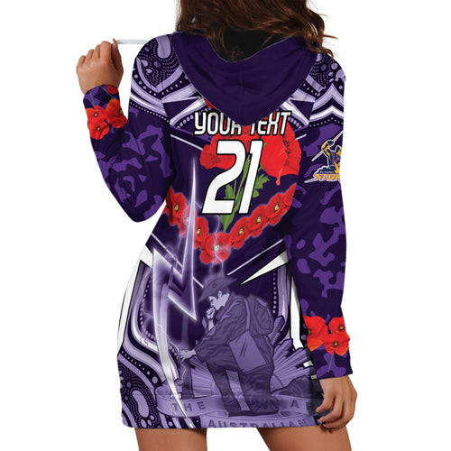 Custom Storm Rugby ANZAC Hoodie Dress Melbourne Gallipoli Soldier With Aboriginal Art