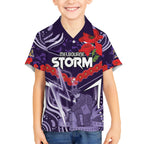 Custom Storm Rugby ANZAC Kid Hawaiian Shirt Melbourne Gallipoli Soldier With Aboriginal Art