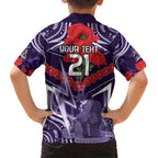 Custom Storm Rugby ANZAC Kid Hawaiian Shirt Melbourne Gallipoli Soldier With Aboriginal Art