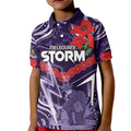 Custom Storm Rugby ANZAC Kid Polo Shirt Melbourne Gallipoli Soldier With Aboriginal Art