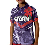 Custom Storm Rugby ANZAC Kid Polo Shirt Melbourne Gallipoli Soldier With Aboriginal Art