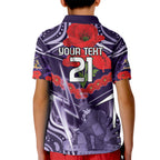Custom Storm Rugby ANZAC Kid Polo Shirt Melbourne Gallipoli Soldier With Aboriginal Art