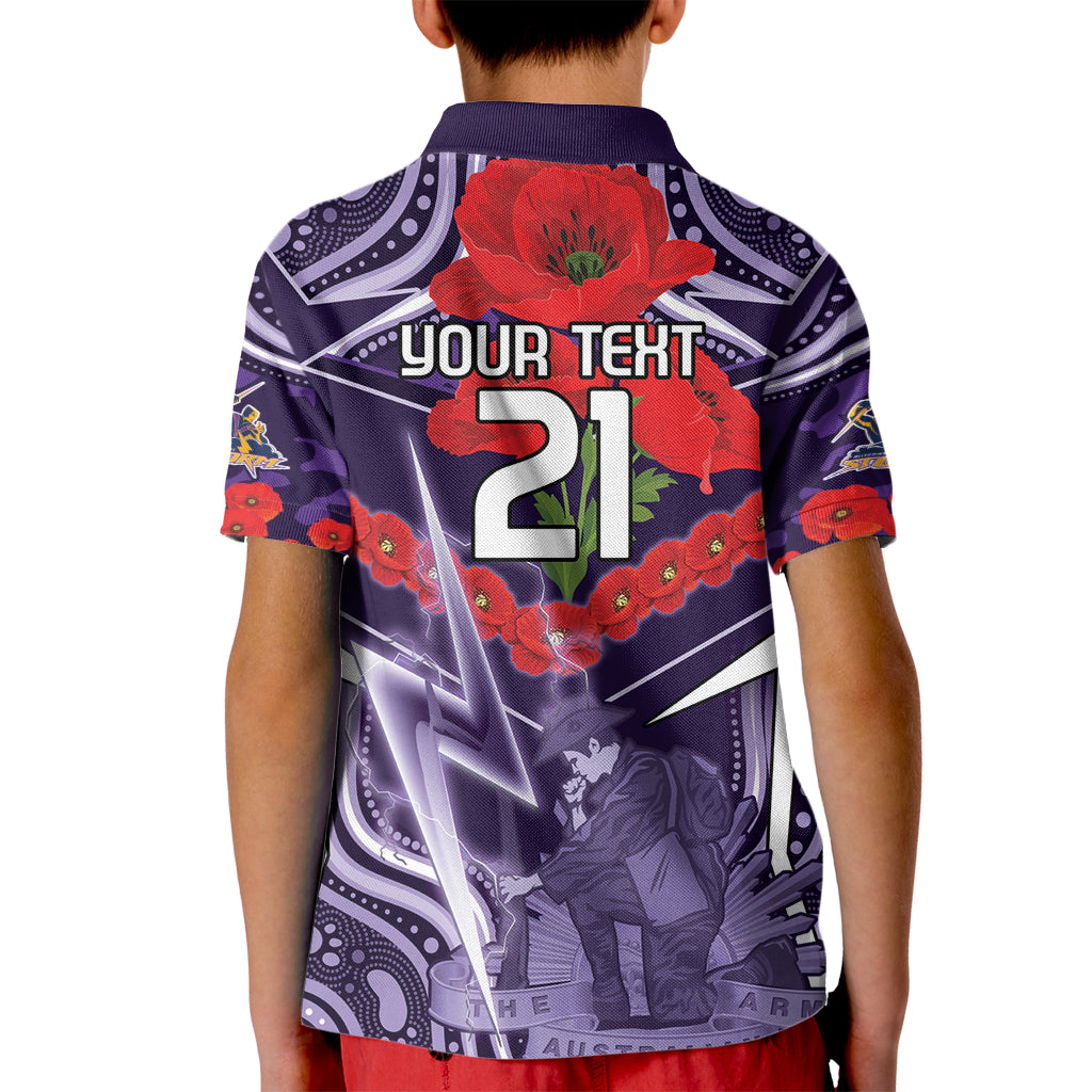 Custom Storm Rugby ANZAC Kid Polo Shirt Melbourne Gallipoli Soldier With Aboriginal Art