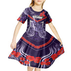 Custom Storm Rugby ANZAC Kid Short Sleeve Dress Melbourne Gallipoli Soldier With Aboriginal Art