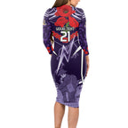 Custom Storm Rugby ANZAC Long Sleeve Bodycon Dress Melbourne Gallipoli Soldier With Aboriginal Art