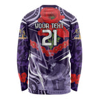 Custom Storm Rugby ANZAC Long Sleeve Shirt Melbourne Gallipoli Soldier With Aboriginal Art