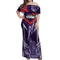 Custom Storm Rugby ANZAC Off Shoulder Maxi Dress Melbourne Gallipoli Soldier With Aboriginal Art