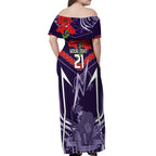 Custom Storm Rugby ANZAC Off Shoulder Maxi Dress Melbourne Gallipoli Soldier With Aboriginal Art