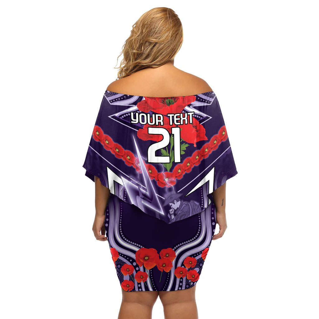 Custom Storm Rugby ANZAC Off Shoulder Short Dress Melbourne Gallipoli Soldier With Aboriginal Art