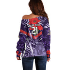 Custom Storm Rugby ANZAC Off Shoulder Sweater Melbourne Gallipoli Soldier With Aboriginal Art