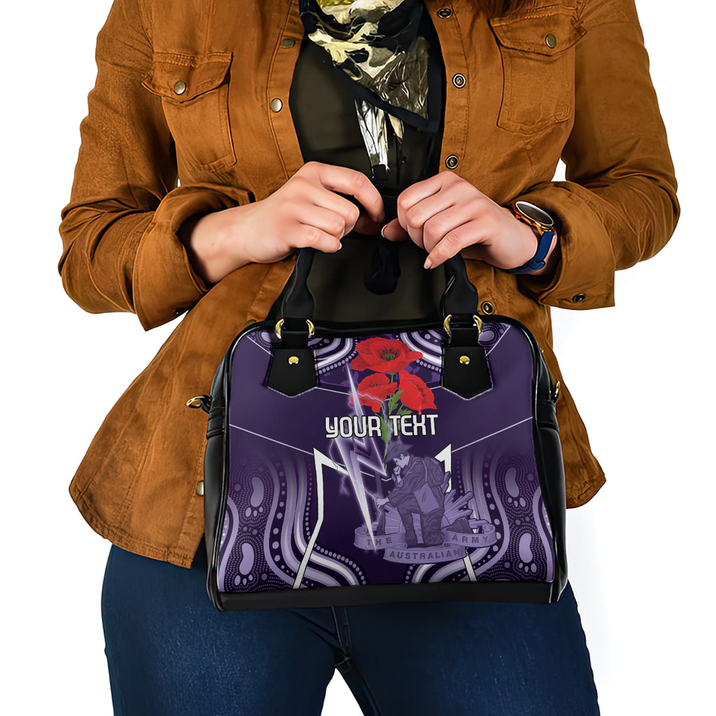 Custom Storm Rugby ANZAC Shoulder Handbag Melbourne Gallipoli Soldier With Aboriginal Art