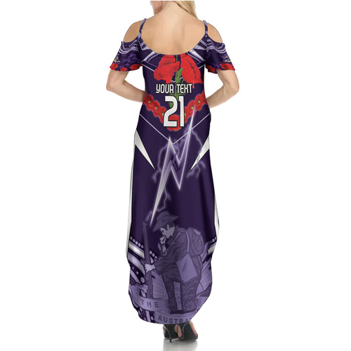 Custom Storm Rugby ANZAC Summer Maxi Dress Melbourne Gallipoli Soldier With Aboriginal Art