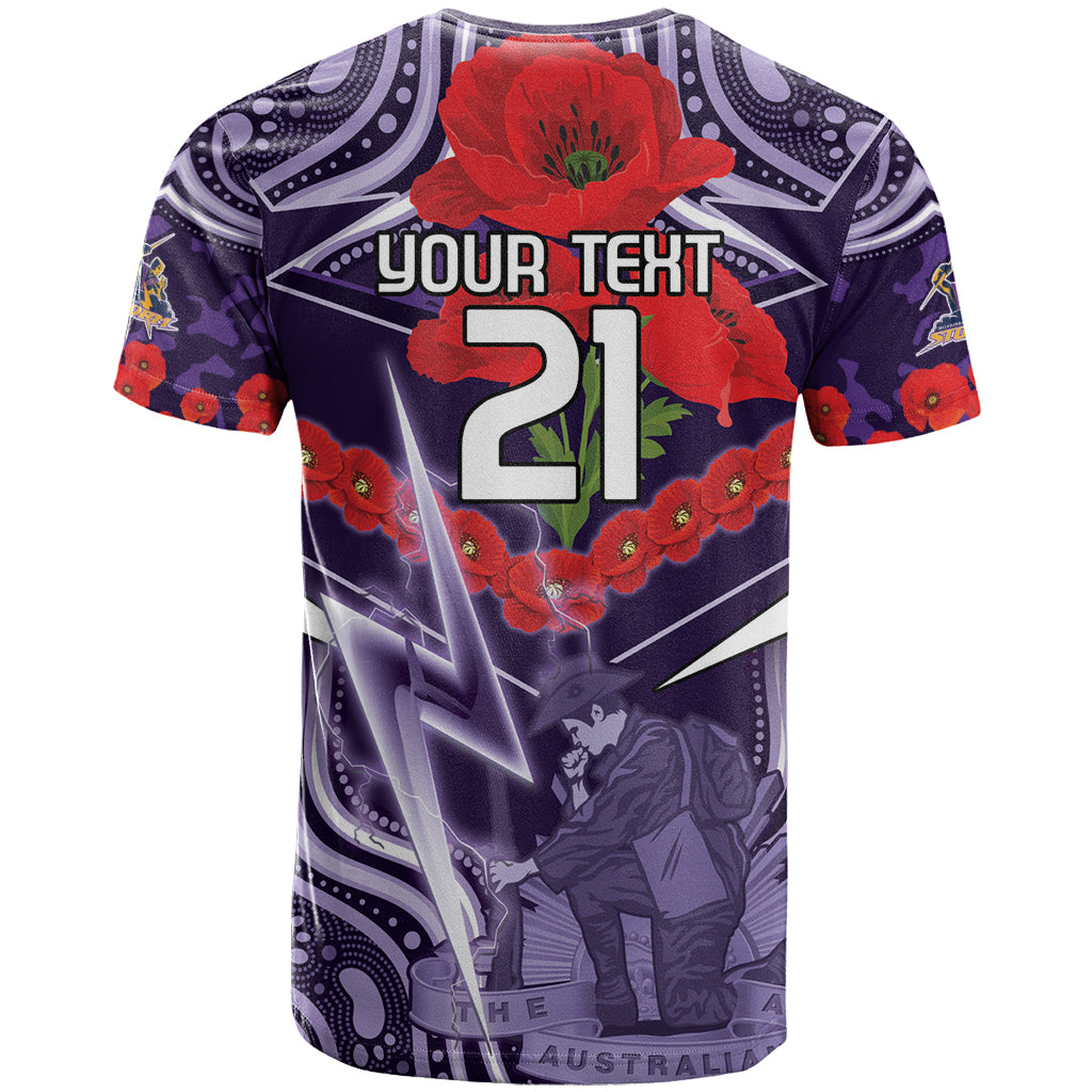 Custom Storm Rugby ANZAC T Shirt Melbourne Gallipoli Soldier With Aboriginal Art