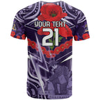 Custom Storm Rugby ANZAC T Shirt Melbourne Gallipoli Soldier With Aboriginal Art