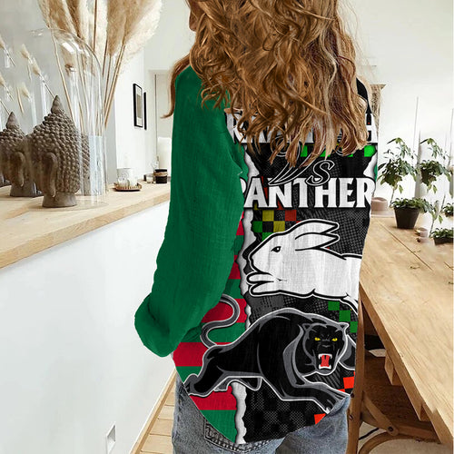 NRL Combine Rabbitohs and Panthers Women Casual Shirt LT9
