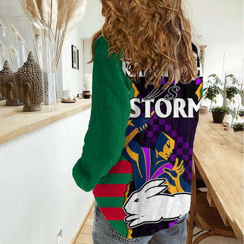 NRL Combine Rabbitohs and Storm Women Casual Shirt LT9