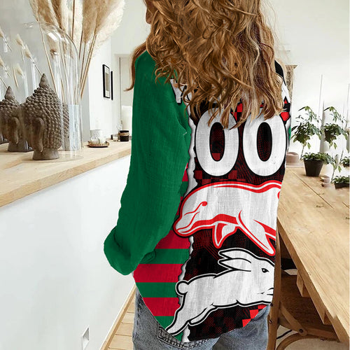 (Custom Text And Number) NRL Combine Rabbitohs and Dolphins Women Casual Shirt LT9