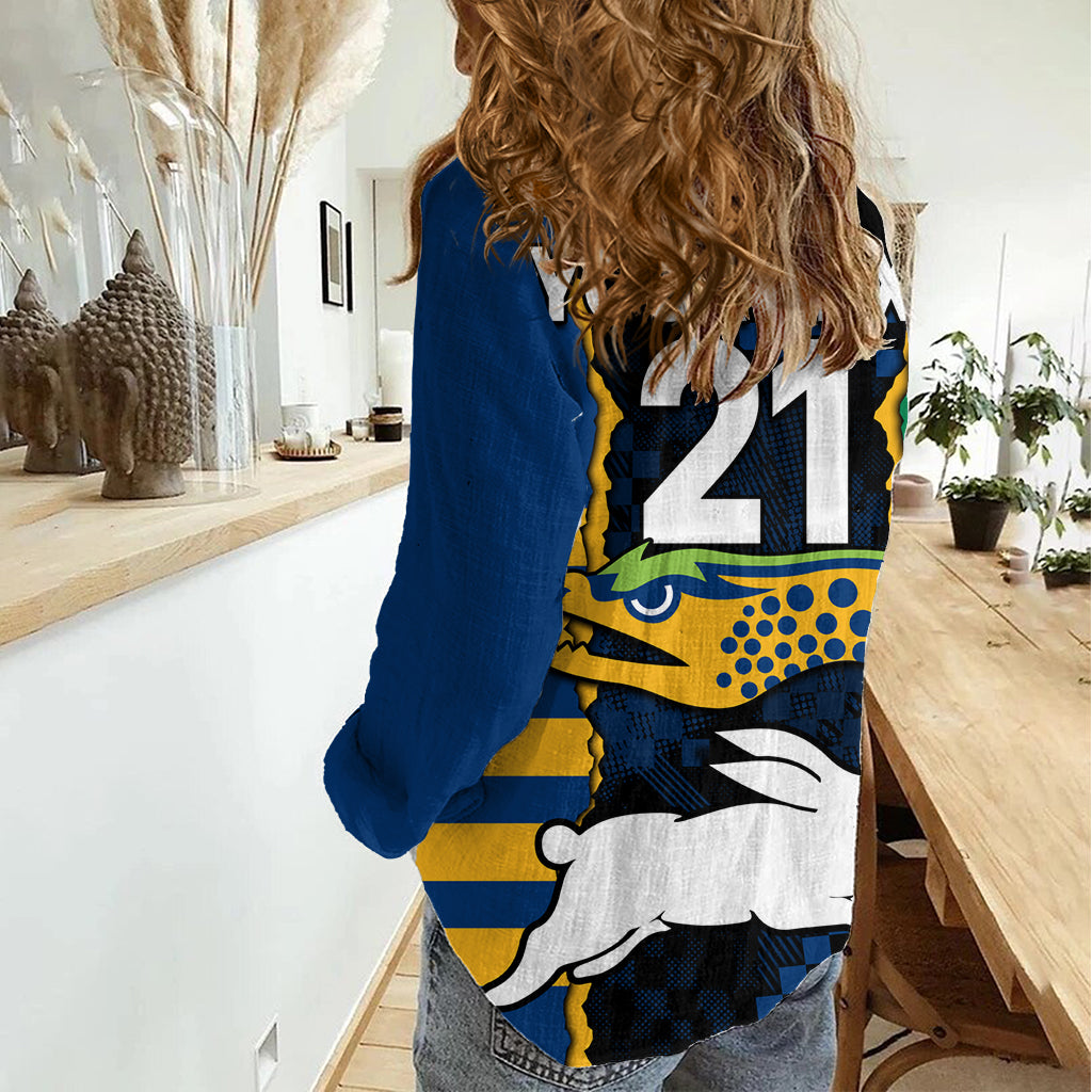 (Custom Text And Number) NRL Combine Rabbitohs and Eels Women Casual Shirt LT9