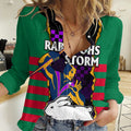(Custom Text And Number) NRL Combine Rabbitohs and Storm Women Casual Shirt LT9