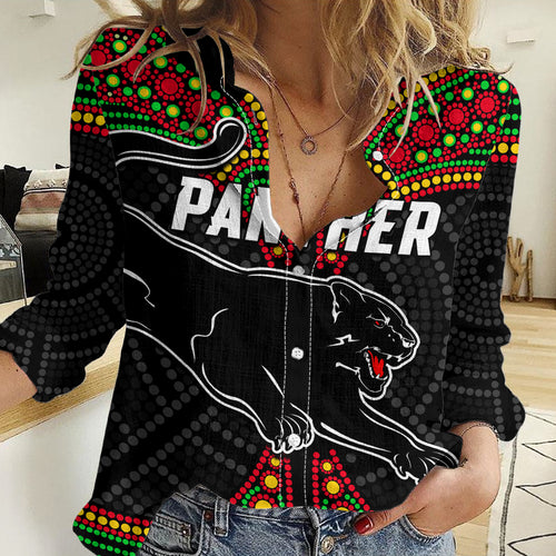 Panthers Liquorice Allsorts Rugby Aboriginal Women Casual Shirt LT9