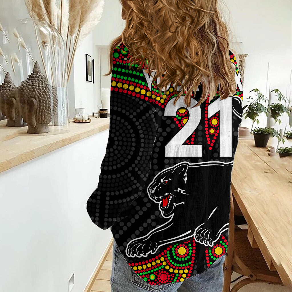 (Custom Text And Number) Panthers Liquorice Allsorts Rugby Aboriginal Women Casual Shirt LT9