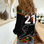 (Custom Text And Number) Panthers Liquorice Allsorts Rugby Aboriginal Women Casual Shirt LT9