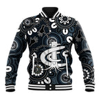 Custom Carlton Blues NAIDOC Week 2024 Baseball Jacket Fire Burning Aboriginal Dots Art