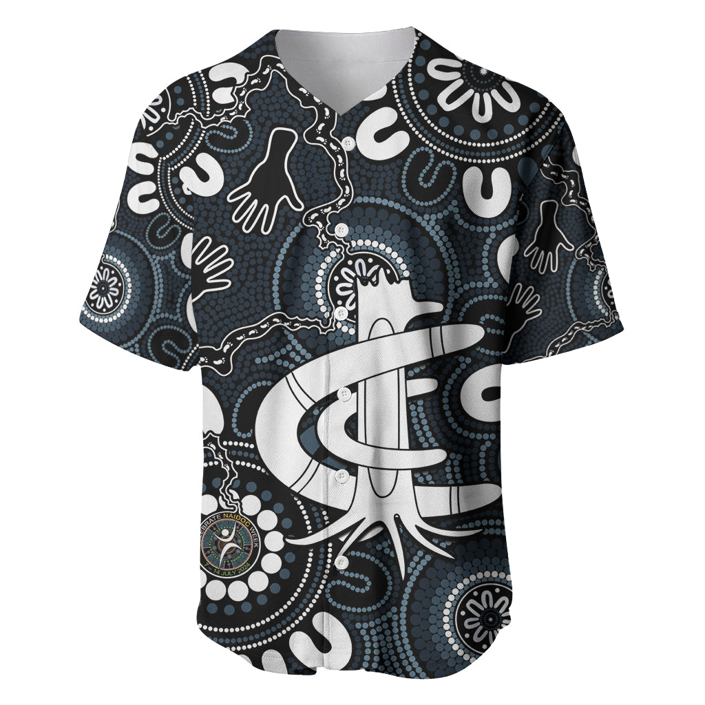 Custom Carlton Blues NAIDOC Week 2024 Baseball Jersey Fire Burning Aboriginal Dots Art