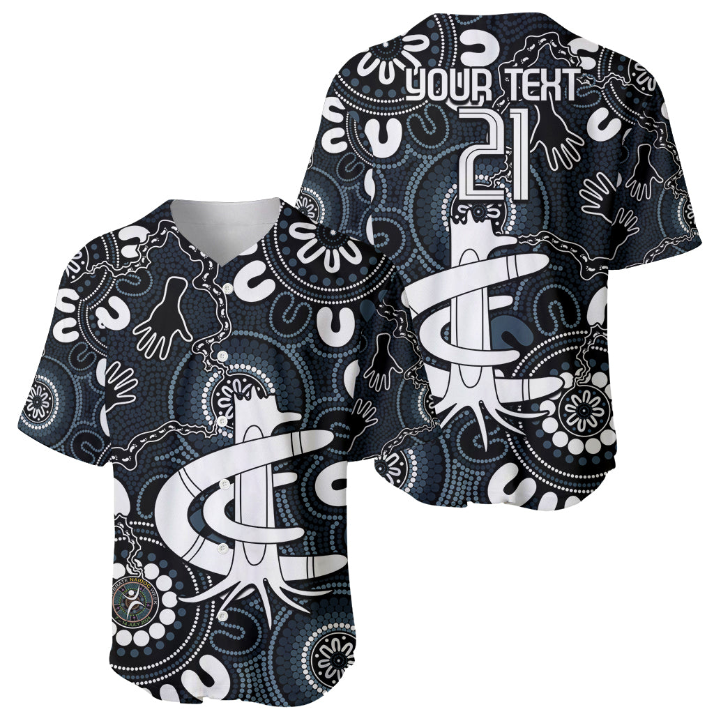 Custom Carlton Blues NAIDOC Week 2024 Baseball Jersey Fire Burning Aboriginal Dots Art