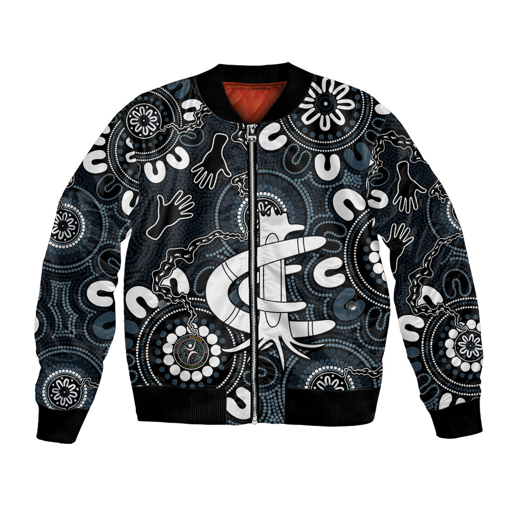 Custom Carlton Blues NAIDOC Week 2024 Bomber Jacket Fire Burning Aboriginal Dots Art
