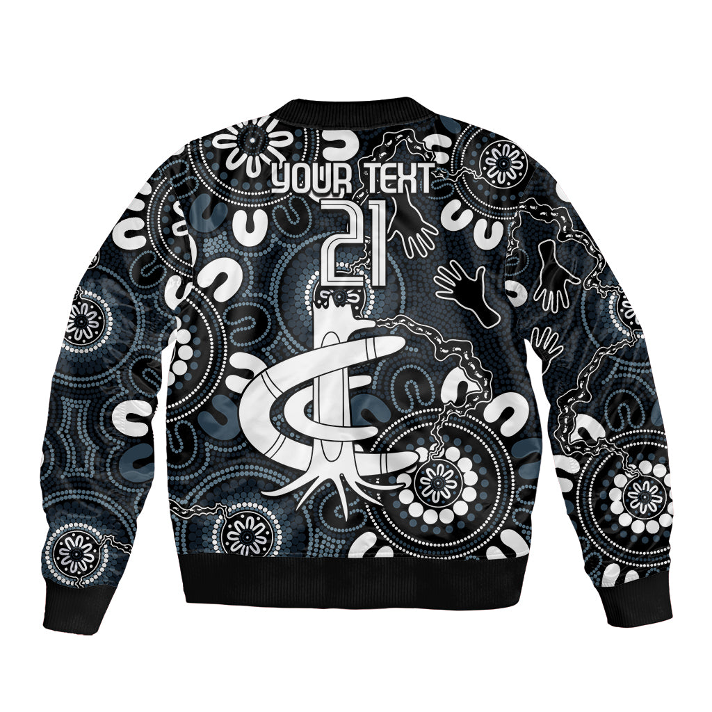 Custom Carlton Blues NAIDOC Week 2024 Bomber Jacket Fire Burning Aboriginal Dots Art