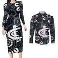 Custom Carlton Blues NAIDOC Week 2024 Couples Matching Long Sleeve Bodycon Dress and Long Sleeve Button Shirt Fire Burning Aboriginal Dots Art