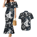 Custom Carlton Blues NAIDOC Week 2024 Couples Matching Mermaid Dress and Hawaiian Shirt Fire Burning Aboriginal Dots Art