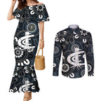 Custom Carlton Blues NAIDOC Week 2024 Couples Matching Mermaid Dress and Long Sleeve Button Shirt Fire Burning Aboriginal Dots Art
