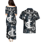 Custom Carlton Blues NAIDOC Week 2024 Couples Matching Puletasi and Hawaiian Shirt Fire Burning Aboriginal Dots Art