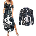Custom Carlton Blues NAIDOC Week 2024 Couples Matching Summer Maxi Dress and Long Sleeve Button Shirt Fire Burning Aboriginal Dots Art