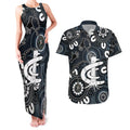 Custom Carlton Blues NAIDOC Week 2024 Couples Matching Tank Maxi Dress and Hawaiian Shirt Fire Burning Aboriginal Dots Art
