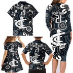 Custom Carlton Blues NAIDOC Week 2024 Family Matching Long Sleeve Bodycon Dress and Hawaiian Shirt Fire Burning Aboriginal Dots Art