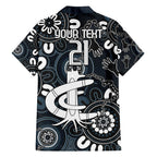 Custom Carlton Blues NAIDOC Week 2024 Family Matching Long Sleeve Bodycon Dress and Hawaiian Shirt Fire Burning Aboriginal Dots Art