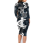 Custom Carlton Blues NAIDOC Week 2024 Family Matching Long Sleeve Bodycon Dress and Hawaiian Shirt Fire Burning Aboriginal Dots Art