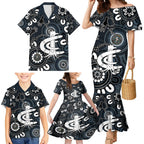 Custom Carlton Blues NAIDOC Week 2024 Family Matching Mermaid Dress and Hawaiian Shirt Fire Burning Aboriginal Dots Art