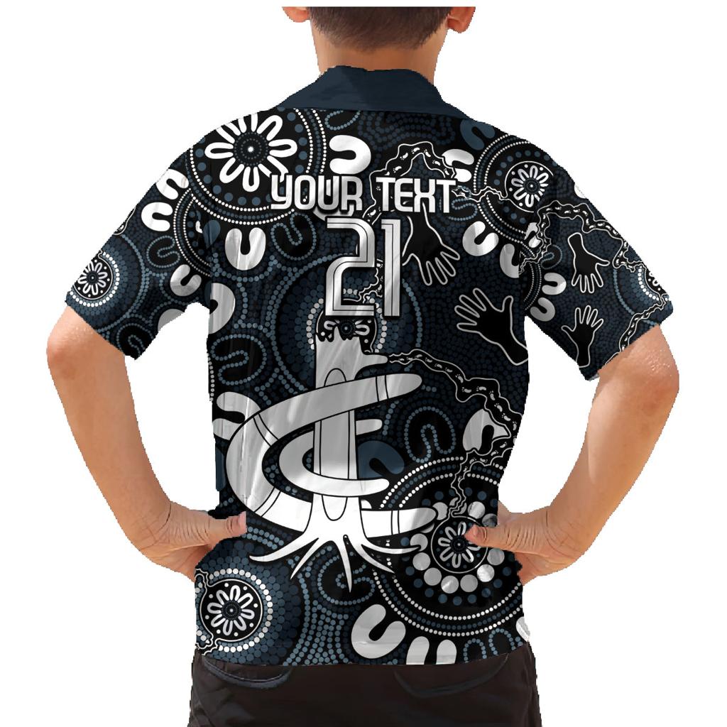 Custom Carlton Blues NAIDOC Week 2024 Family Matching Mermaid Dress and Hawaiian Shirt Fire Burning Aboriginal Dots Art