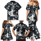 Custom Carlton Blues NAIDOC Week 2024 Family Matching Mermaid Dress and Hawaiian Shirt Fire Burning Aboriginal Dots Art