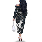 Custom Carlton Blues NAIDOC Week 2024 Family Matching Off The Shoulder Long Sleeve Dress and Hawaiian Shirt Fire Burning Aboriginal Dots Art