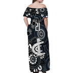 Custom Carlton Blues NAIDOC Week 2024 Family Matching Off Shoulder Maxi Dress and Hawaiian Shirt Fire Burning Aboriginal Dots Art