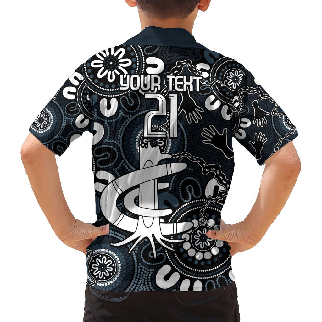 Custom Carlton Blues NAIDOC Week 2024 Family Matching Off Shoulder Short Dress and Hawaiian Shirt Fire Burning Aboriginal Dots Art