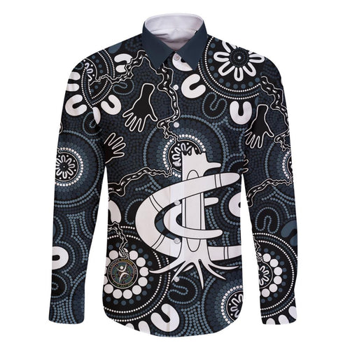 Custom Carlton Blues NAIDOC Week 2024 Family Matching Off Shoulder Short Dress and Hawaiian Shirt Fire Burning Aboriginal Dots Art